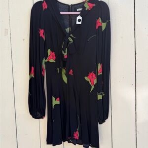 Reformation Black Floral Mini Dress